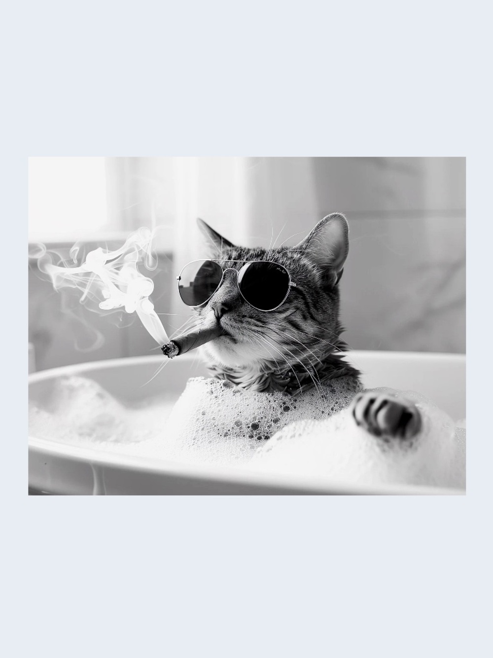 Cat In Bath Smoking Cigar  Cute Funny POSTER   13"x19"